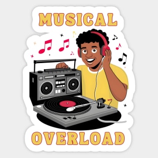 Musical Overload 1980s Era DJ Rapper Music Lover Sticker